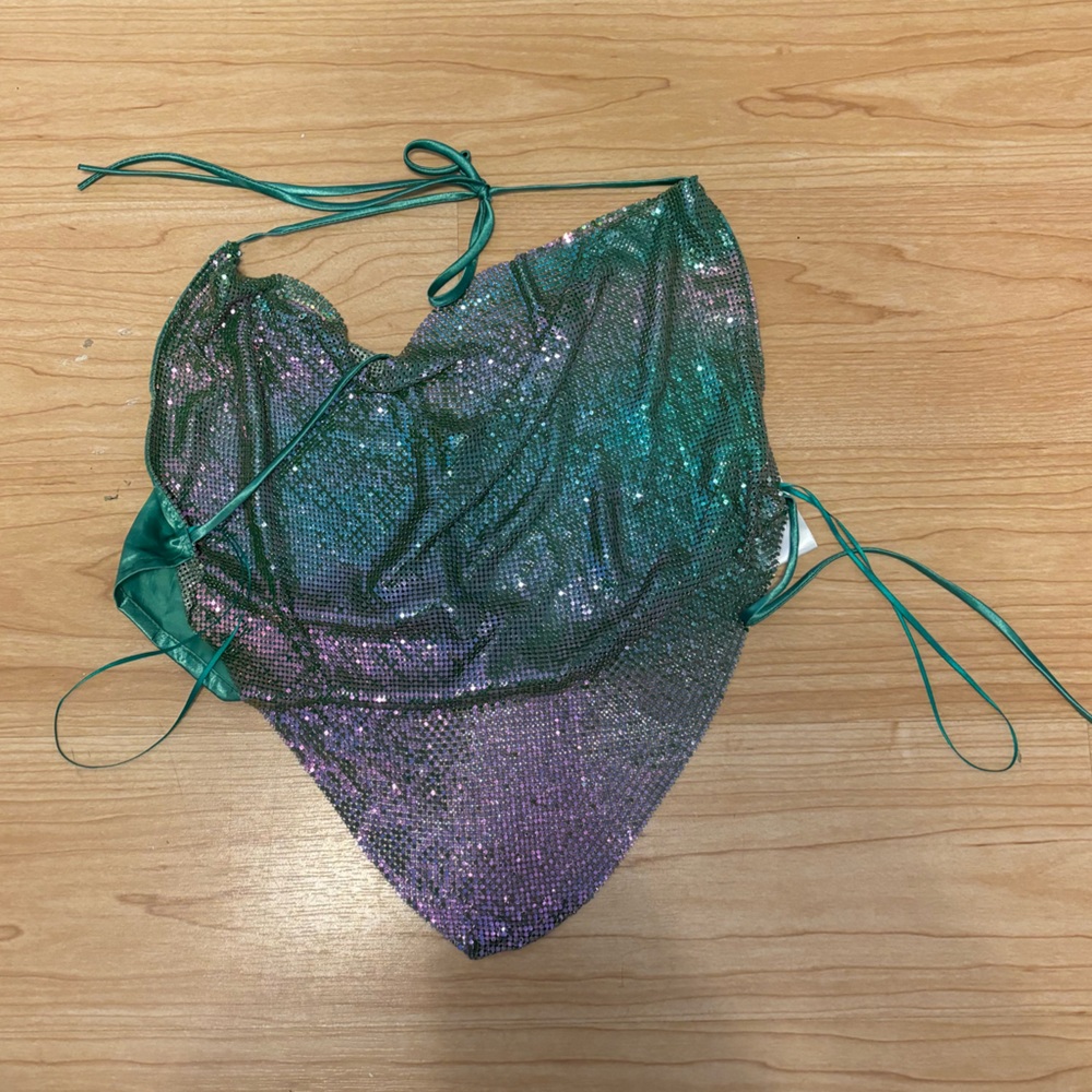 Urban Outfitters Sparkly Backless Green Top Size M